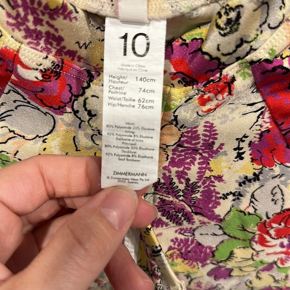 NWOT Zimmermann Girl's Clover Zip-Up One-Piece Swimsuit - Picture 4 of 6